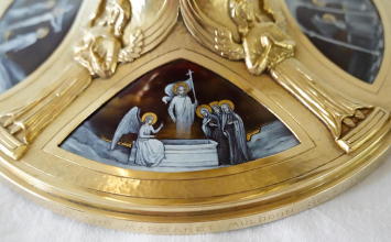 Solid silver gilt antique French Romanesque Chalice.